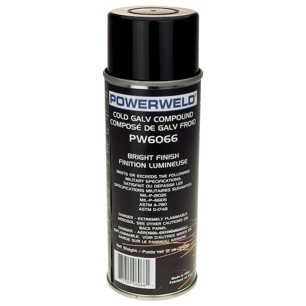 Powerweld Zinc Galvanizing Aerosol Spray with Bright Finish, 12oz PW6066 - main